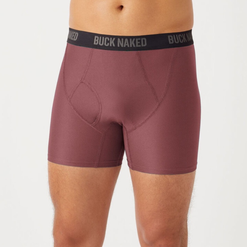 NEW Men's Buck Naked Boxer Briefs in burgundy size: L